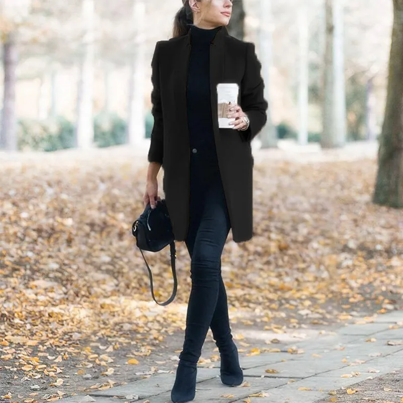 Модная весенняя куртка пальто для женщин большие размеры 5XL длинное шерстяное