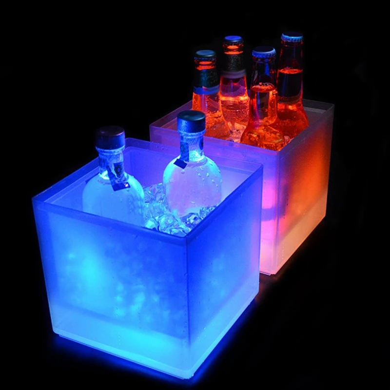 СВЕТОДИОДНЫЙ Ведро Льда RGB Цвет двойной Слои квадратный брусок для Охлаждения