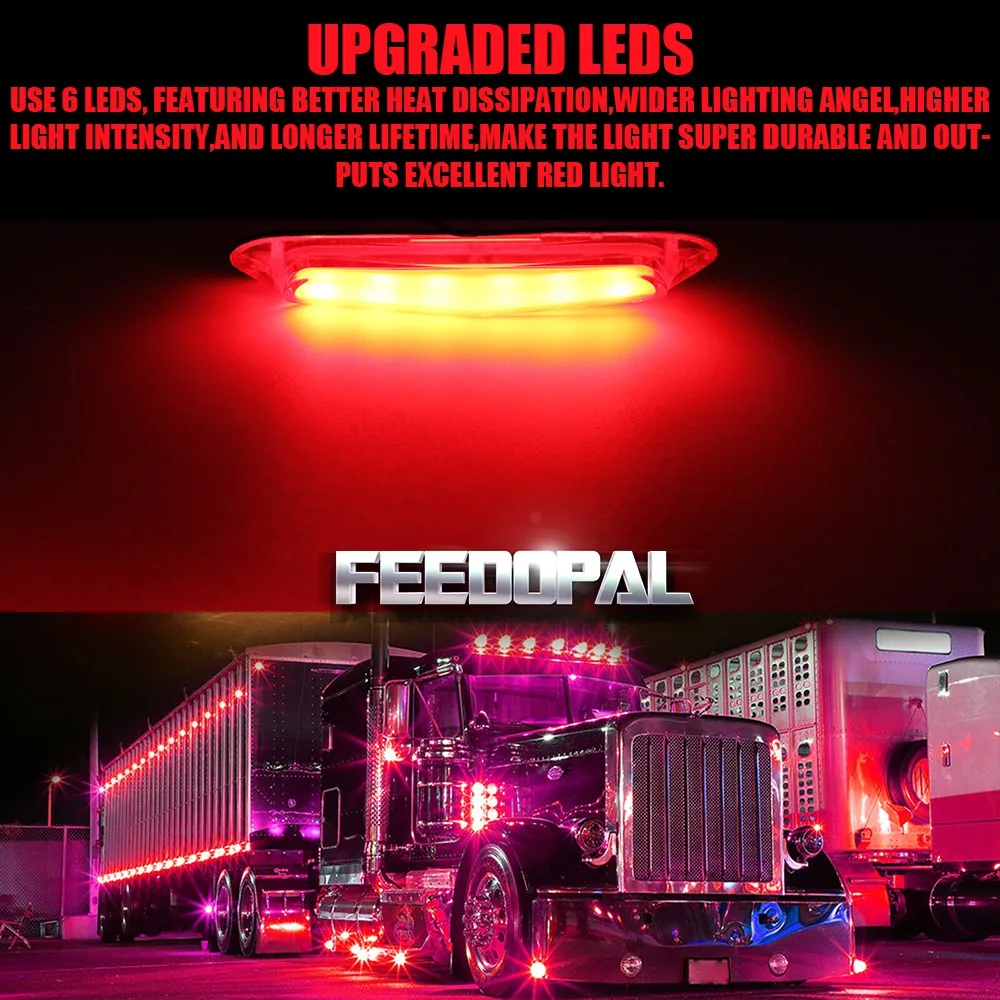 FEEDOPAL 4X 6LED красная овальная боковые габаритные светодиодный индикатор сигнала