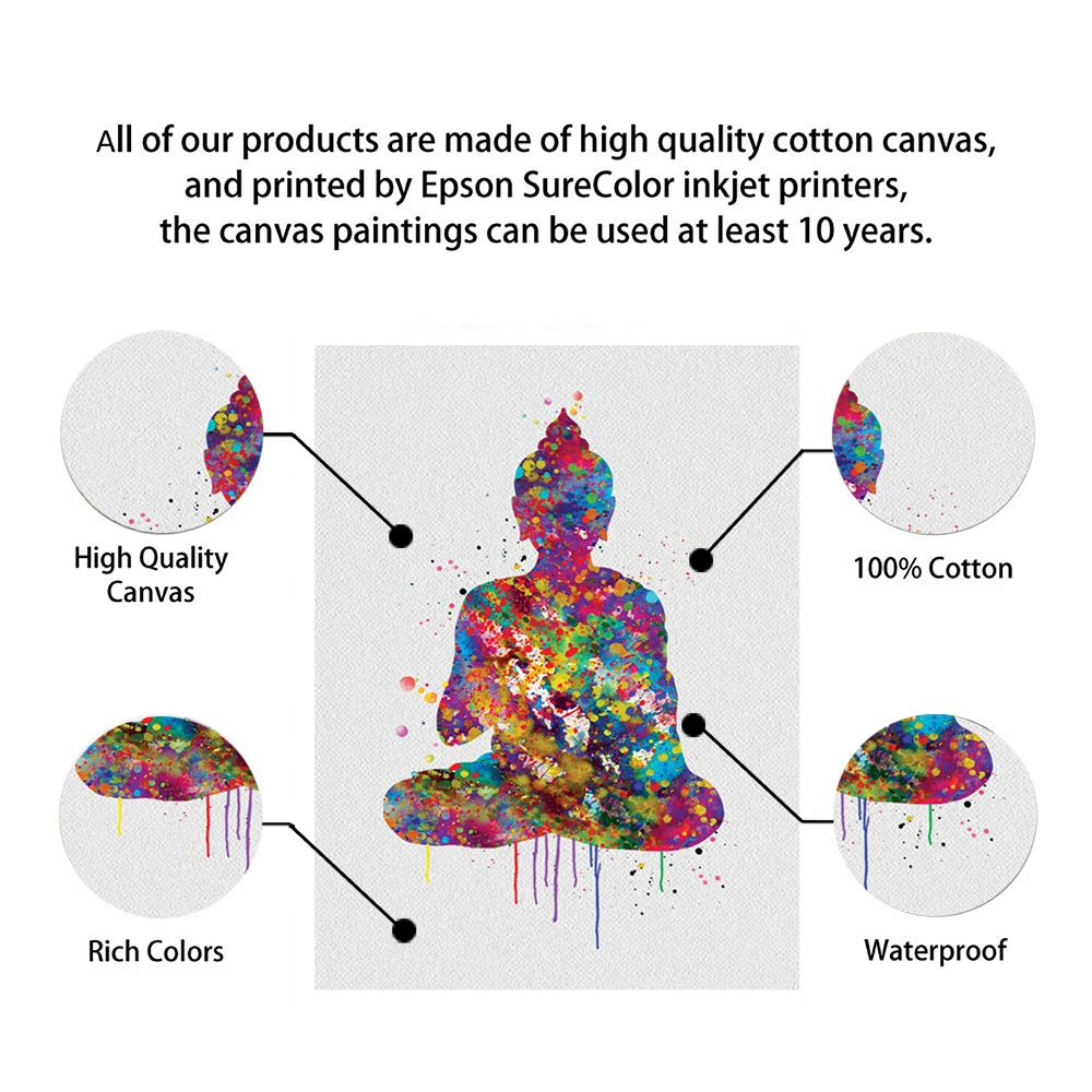 

Yoga Modern Canvas Painting Abstract Buddha Ohm Lotus Flower Symbol Poster Buddhism Prints Poster For Living Room Wall Art Decor