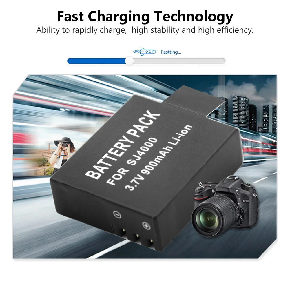 Аккумулятор 3 7 в 900 мАч для камеры SJCAM SJ7000 SJ6000 SJ5000 SJ4000 Air 4K аккумулятор WIFI