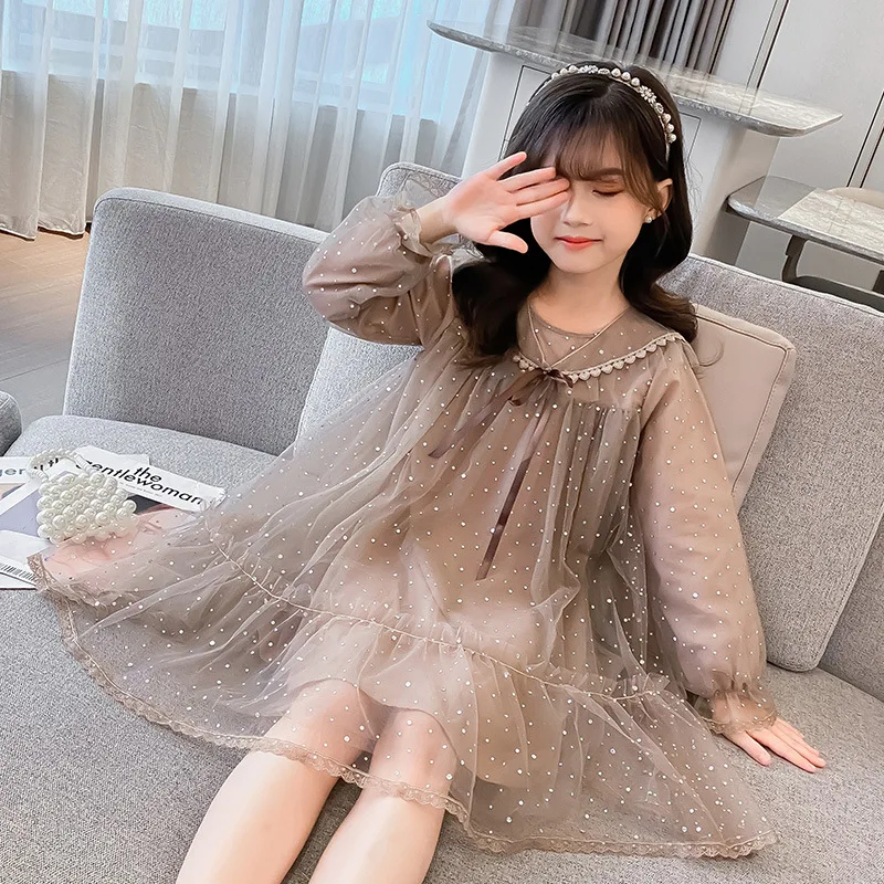 

Teenager Dress Girls 2021 New Spring Clothes Princess Dresses Party Kids Clothing Baby Purple Brown Autumn Cute Dress Fashion