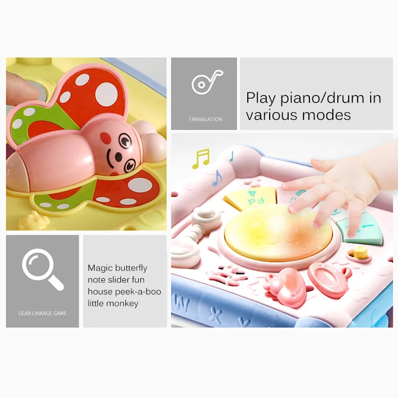 

Baby Activity Cube Geometric Blocks Toys Baby Musical Box Toddler Funny Hand Drum Toy Infant Sorting Music Plaything Box Toy