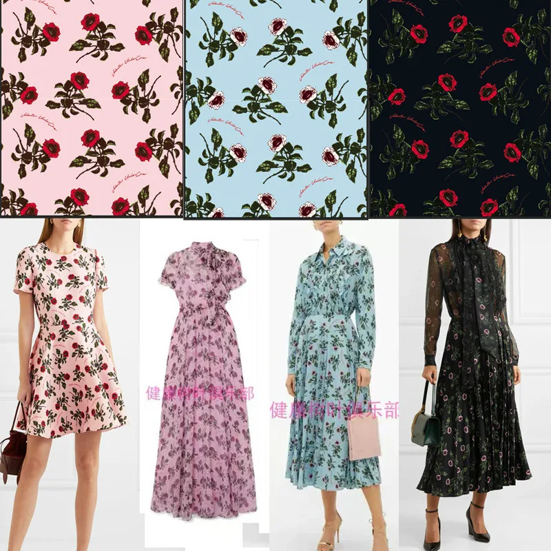 

2019 new small flowers with printed fashion fabrics Europe and the United States show custom flower a variety of materials