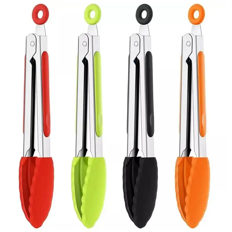 

Силиконовые щипцы для барбекю, гриля, салата, хлеба, Сервировочные щипцы с антипригарным покрытием, барбекю, гриля, кулинарные щипцы с замко...