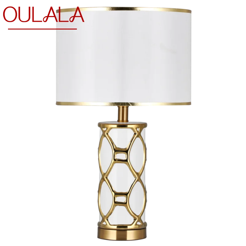 

OULALA White Table Lamps Desk Luxury Contemporary Fabric Light Decorative For Home Bedside Bedroom