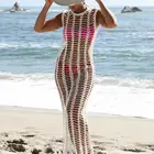 Женское трикотажное пляжное платье-туника, длинное парео
