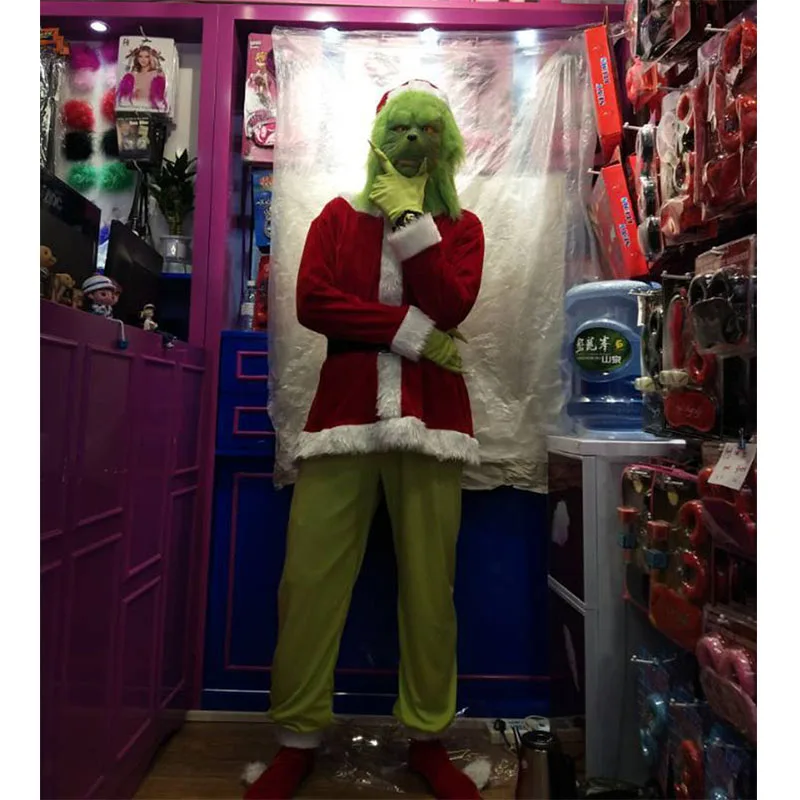 Рождественские Косплей Гринч костюм Санты как Грин палантин рождевечерние НКА
