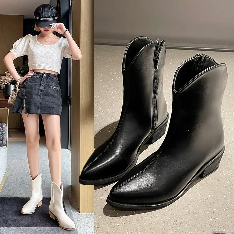 

Heel Boots Female Shoes Zipper Luxury Designer Boots-Women 0 Platform Ladies Summer Rock Mid Calf Fashion White Mid-Calf