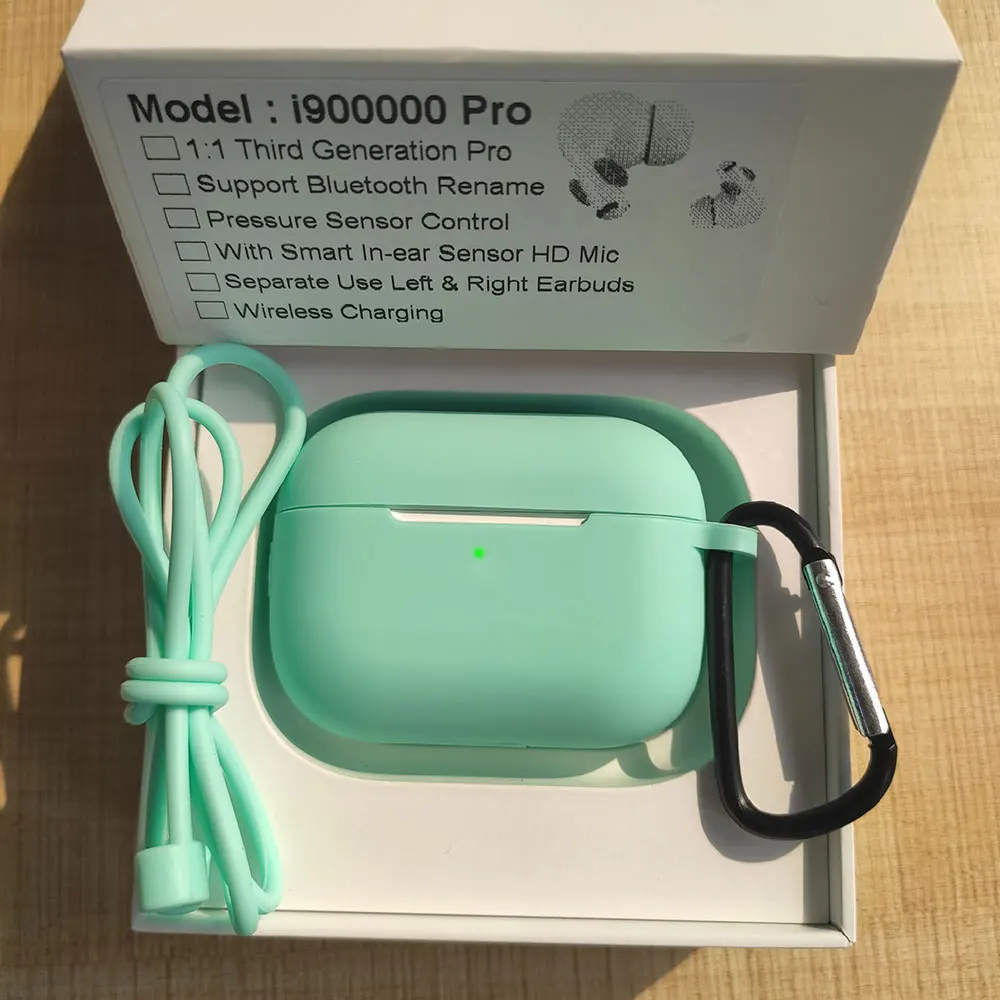 Green case I900000 Pro Tws беспроводные наушники 1:1 Air 3 Датчик давления Bluetooth наушники H1 чип Pk i500 i1000 i9000 i50000 tws - Цвет: Green case
