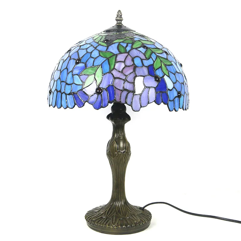 

Wisteria Glass Table Lamp Tiffany Style LED Bedside Eye Protection Garden Hotel Restaurant Cafe Decoration Lighting