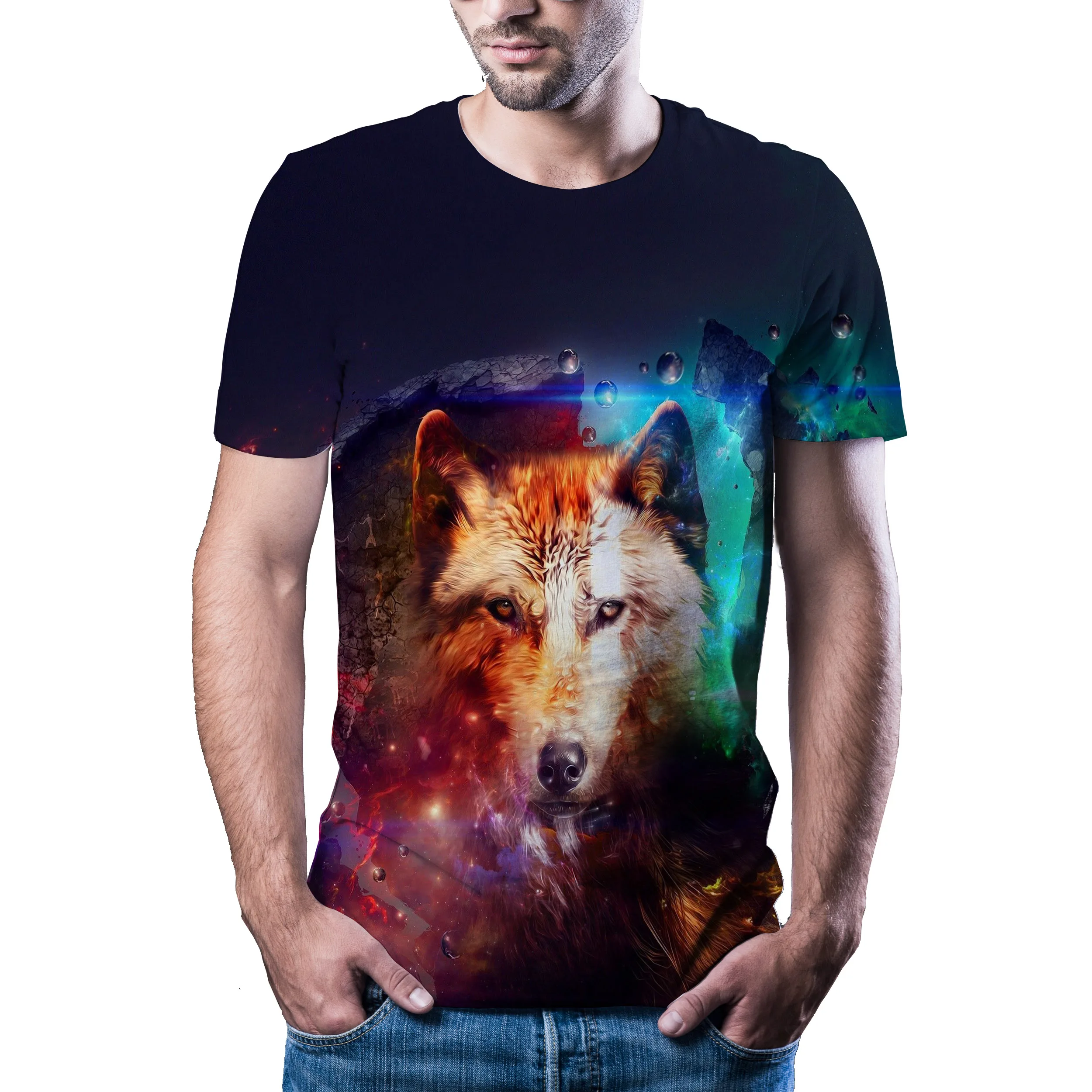 2020 самая популярная Футболка с волком/тигром Мужская футболка аниме китайская 3d