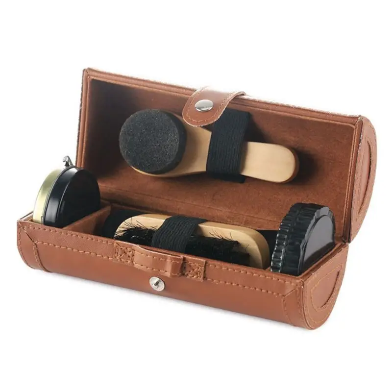 

6 pieces Leather shoes care set shoehorn, shoe polish, shoe brush, cleaning cloth, sponge brush, sponge wipe