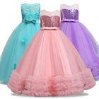 Детское кружевное бальное платье без рукавов, с цветочным принтом, для девочек 4-14 лет