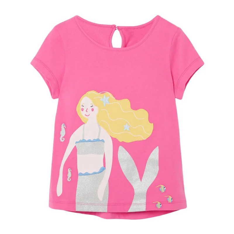 

Little Maven Children 2021 Summer New Baby Girl Tee Tops Kids Summer 2-7 Years Clothes Mermaid Print Brand Cotton T Shirt 51896