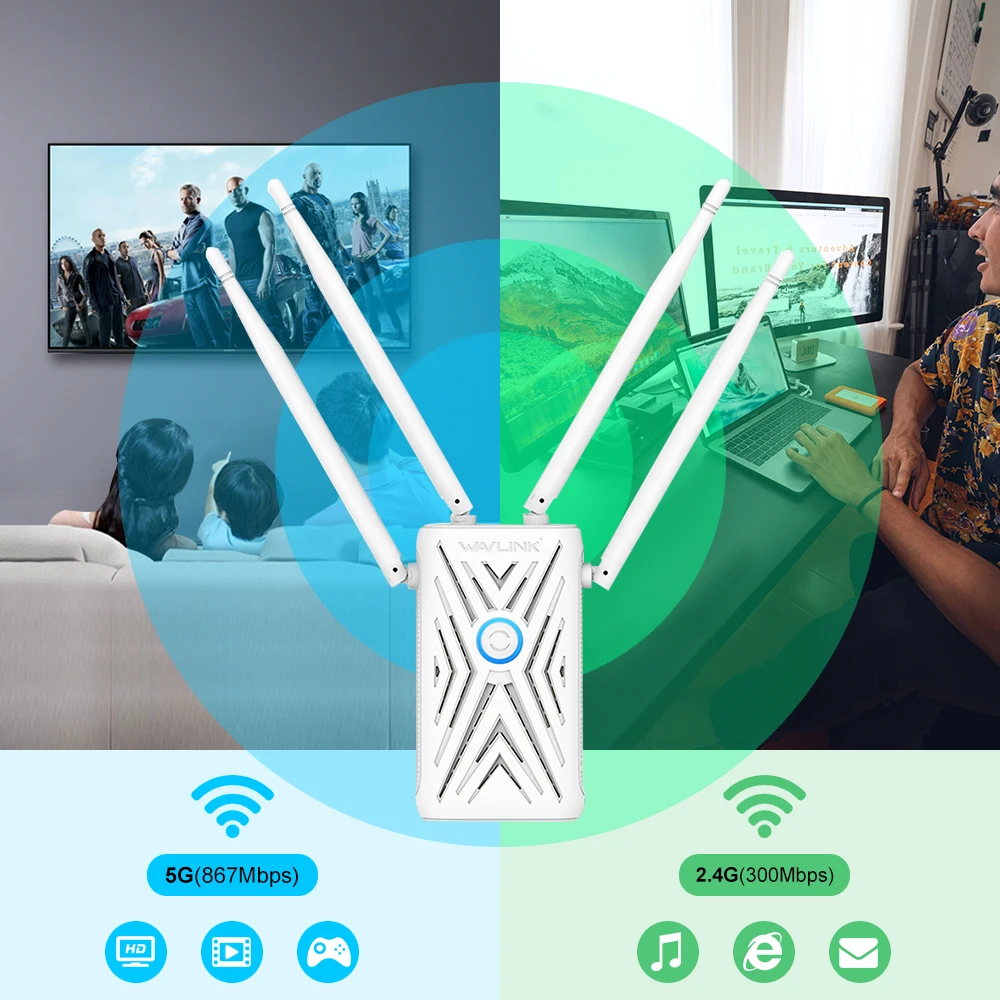 Двухдиапазонный усилитель сигнала Wi-Fi 1200 Мбит/с 2 4 ГГц и 5G МГц | Компьютеры офис