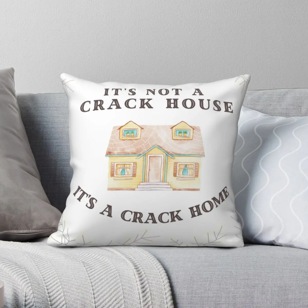 

It's A Crack Home Square Pillowcase Polyester Linen Velvet Printed Zip Decor Sofa Cushion Cover