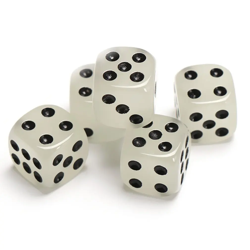 

5pcs 6 Sided Noctilucent Dice Night Light Round Corner Cubes Multi-faceted Dice Luminous Game Dices Drinking Tool