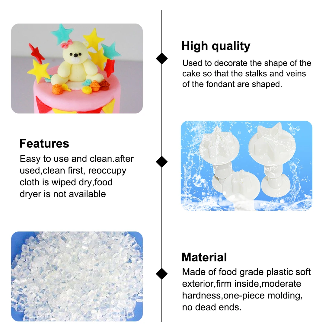 3 шт./лот мини Звезда фондан для украшения торта поршень печенья симпатичная