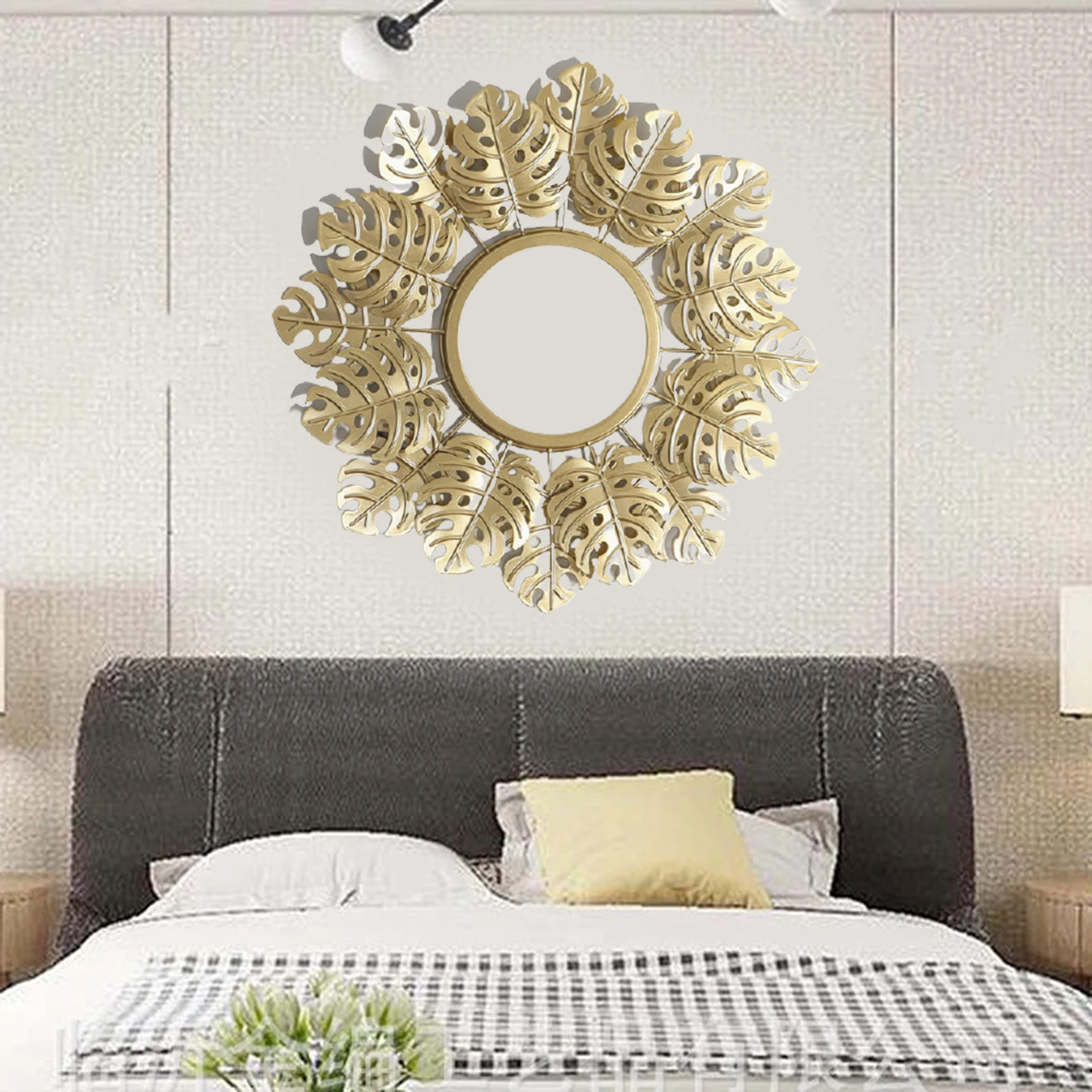 

Wall-Mounted Mirror Round Frame Decorative Wall-Mounted Mirror Gold Leaf Wall-Mounted Mirror Living Room Decoration