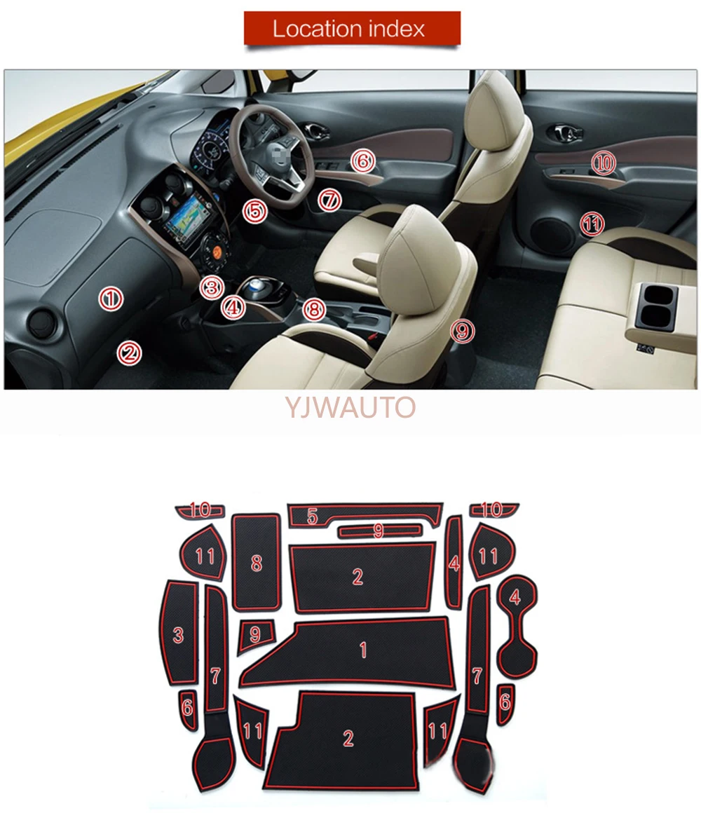 Дверной коврик с прорезями для Nissan NOTE подушка автомобильной двери