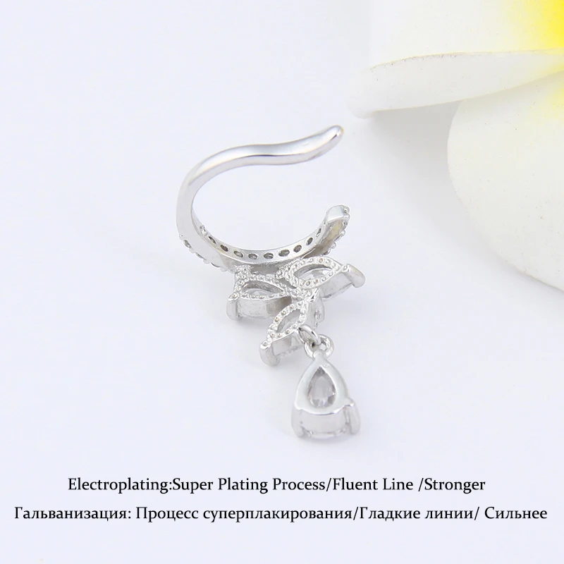 Модные Висячие серьги-клипсы, ювелирные изделия из циркония, жакеты со стразами, ювелирные изделия, серьги-манжеты для женщин, букле D'oreille Aros AE230