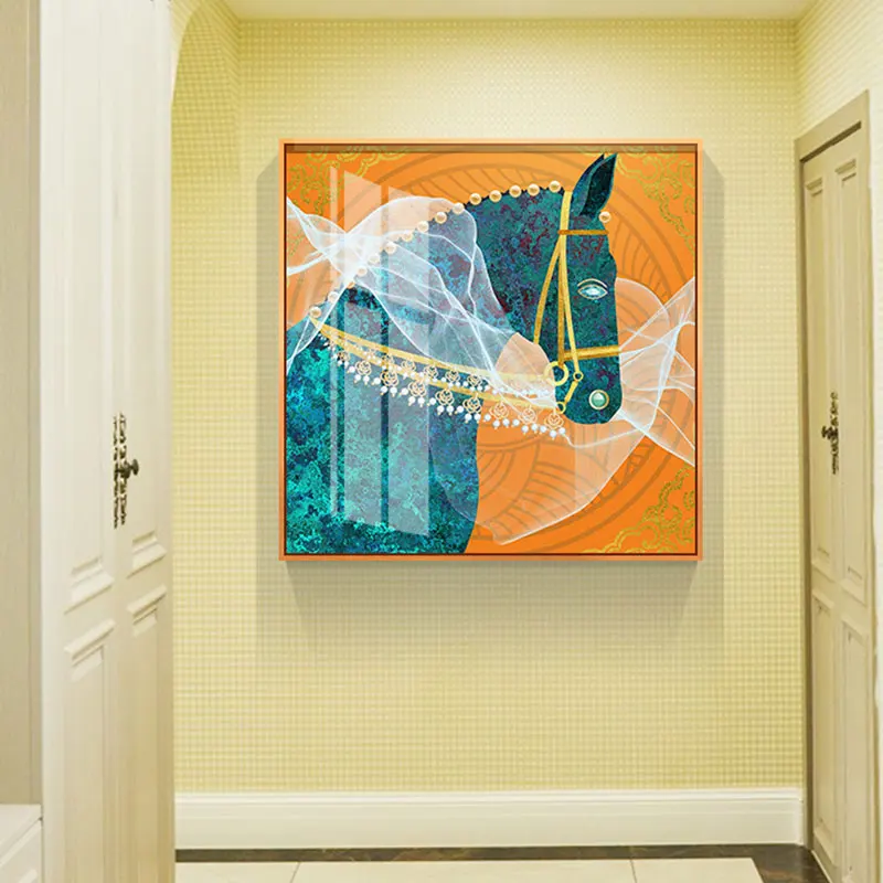Fantanstic настенное Искусство Холст Синий лошадь с голубыми глазами и белой марлей