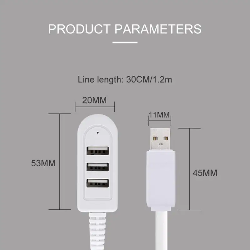 

3/4 USB Multi-function 3A Mini Charger 3 In 1 Converter Extension Line Expansion Multi-port Hub For PC Computer Deskpot Notebook