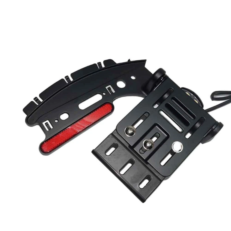 Черный складной светильник для мотоцикла с боковым креплением номерного знака