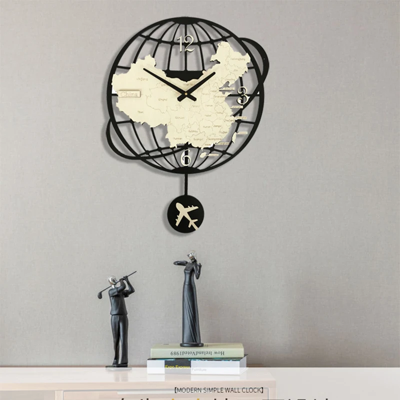 Большие настенные часы 3d деревянная креативная карта мира гостиная 2019