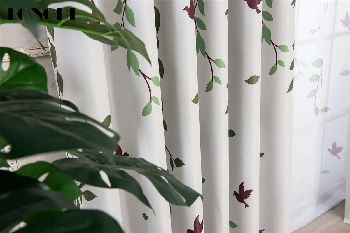 Затемняющие шторы TONGDI элегантные высококачественные с принтом в виде ивы