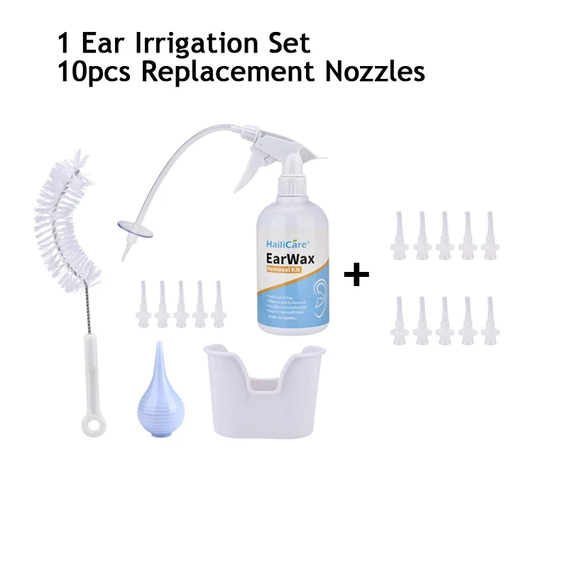Kit and Nozzles FDA для взрослых и детей, набор для очистки ушей, набор для удаления воска с ушной раковиной, шприц для мытья ушей - Цвет: Kit and Nozzles