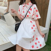 kawaii girl summer 2 piece set japanese sweet cute flower shirt stitching sling skirt suit soft girl lolita 2pc sets clothing