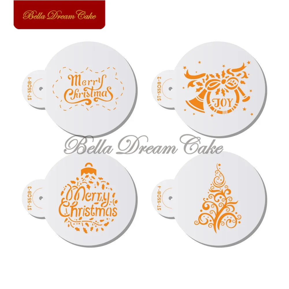 4 шт./компл. Рождественский дизайн трафарет для печенья кофе трафареты шаблон