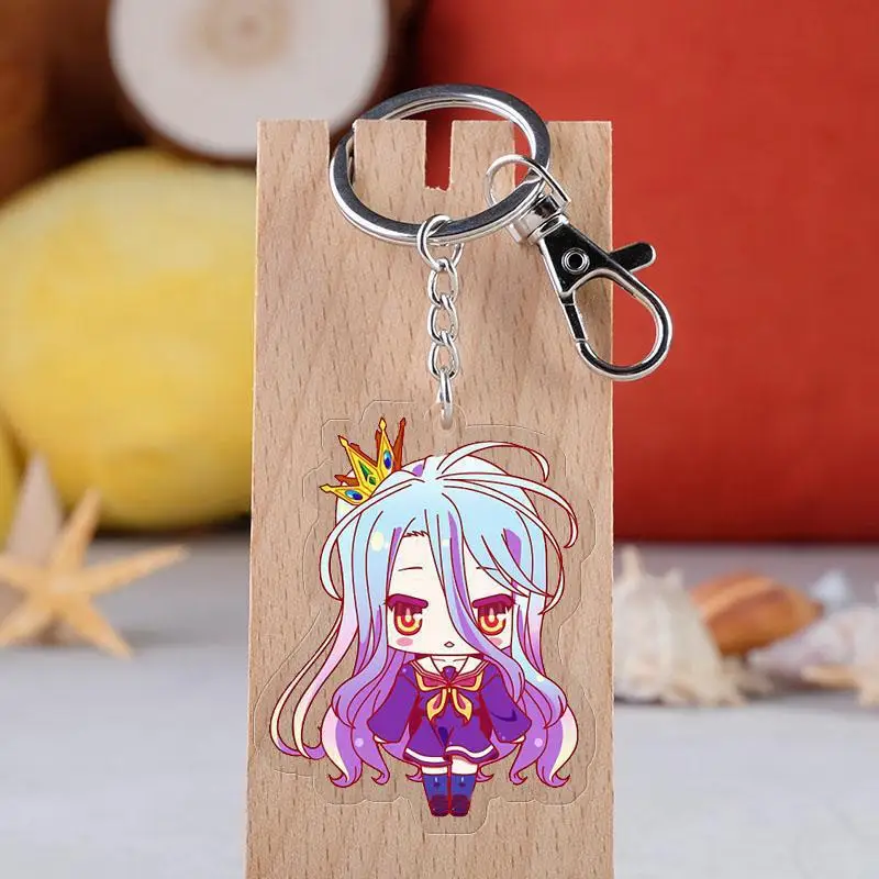 

Japanese Game NO GAME NO LIFE Acrylic Keychain Key Buckle Sora Kongu Jibril Double-Sided Transparent Pendant