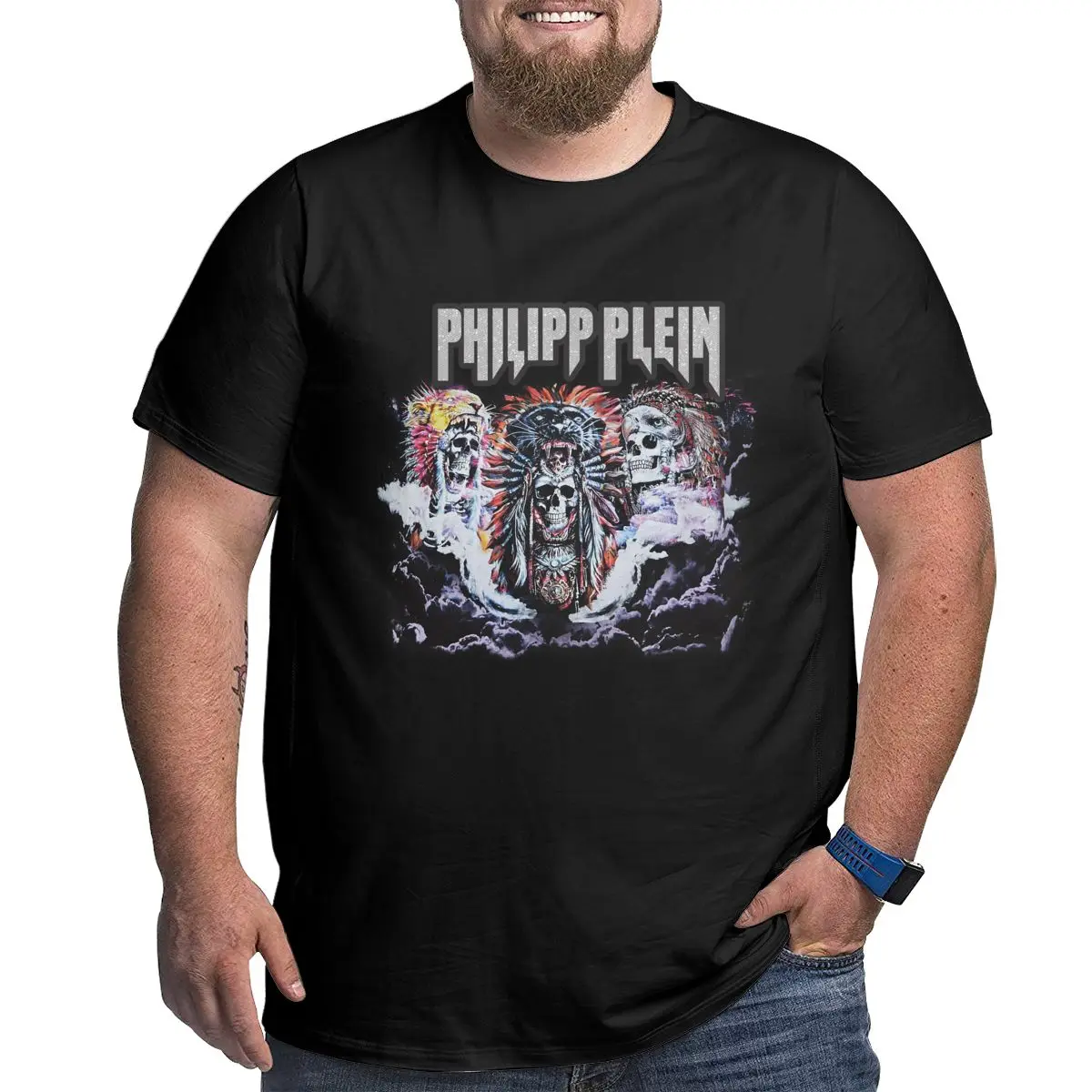 

plein pp cool Men T Shirts Plus Size Oversized Cotton T-shirts for Big Man Black Summer Short Sleeves Clothes Tops