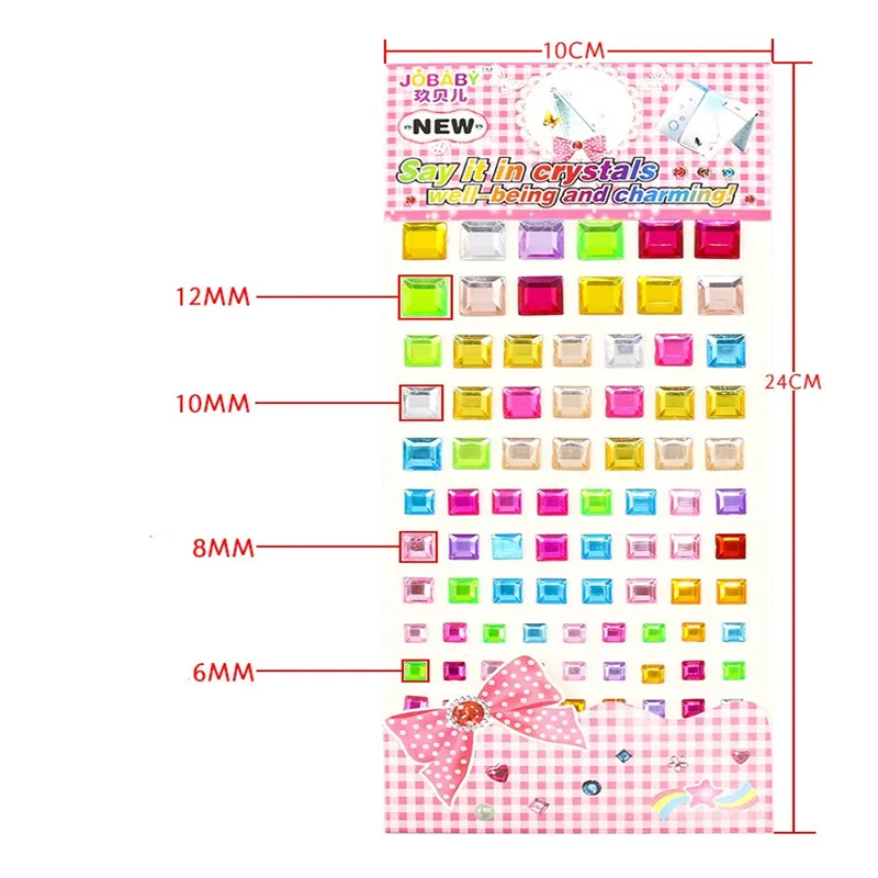 Квадратные круглые пятиконечные наклейки со стразами акриловая смола Алмазная