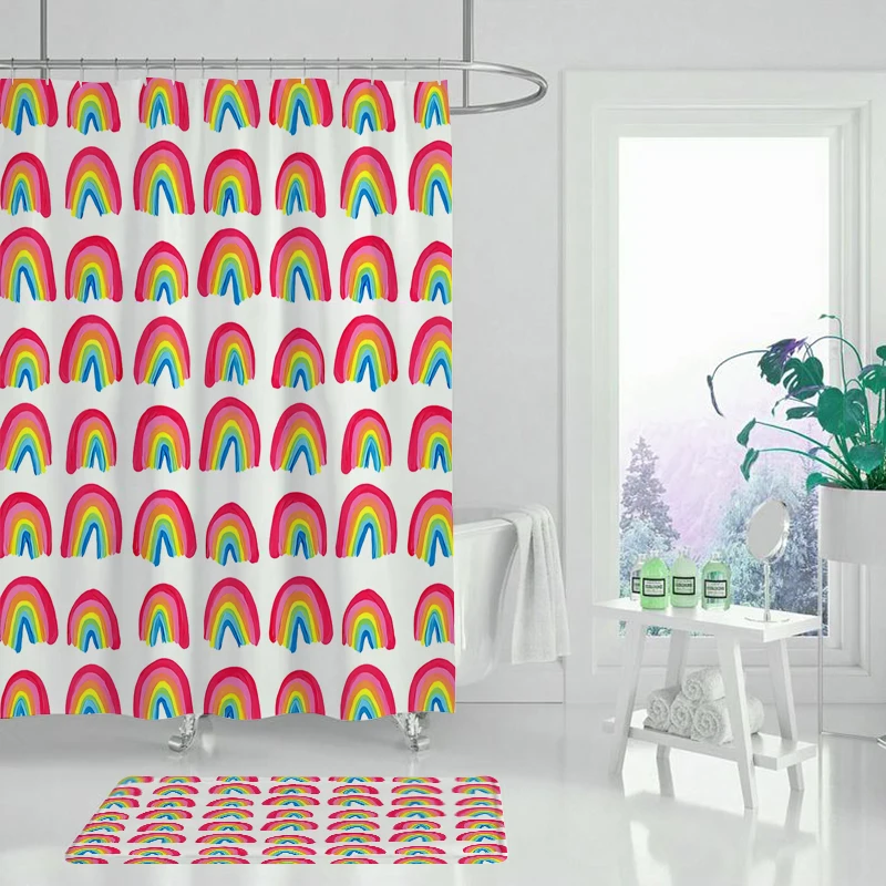 Занавеска для душа с природным пейзажем Весенняя Геометрическая занавеска