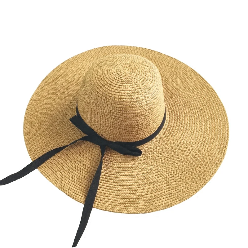 

Summer Wide Brim Straw Hats Big Sun Hats For Women UV Protection Panama floppy Beach Hats Ladies summer hat Quick delivery