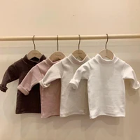 autumn cotton infant long sleeve t shirt half high collar baby solid color tops boys shirts baby girl tee simple kids t shirts