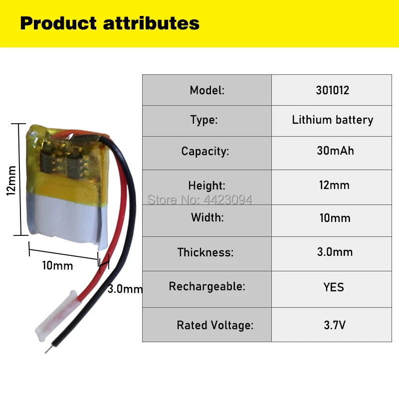 3 7 V Lipo cells 301012 30mah литиевая полимерная аккумуляторная батарея для MP3 MP4 MP5 GPS Bluetooth