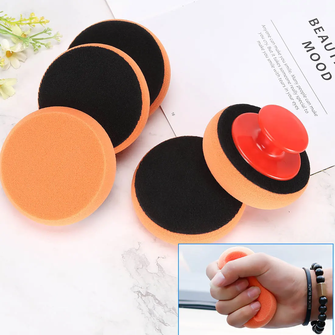 

Car Wash Wax Polish Pad 6PCS/set Car Cleaning Cloth Microfiber Applicator Polishing Pad Sponge For Auto Polisher Waxing Sponge