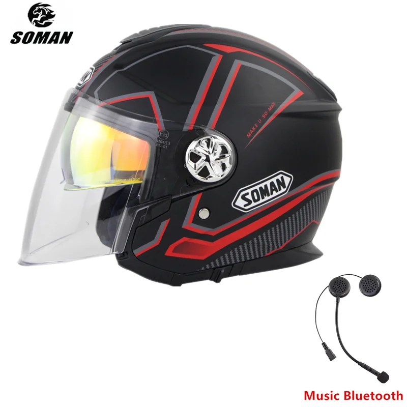 

SOMAN Casco Moto Bluetooth-совместимый ECE мотоциклетный шлем Casque Moto 3/4 шлем для электромобиля Kask Capacete De Moto Helm