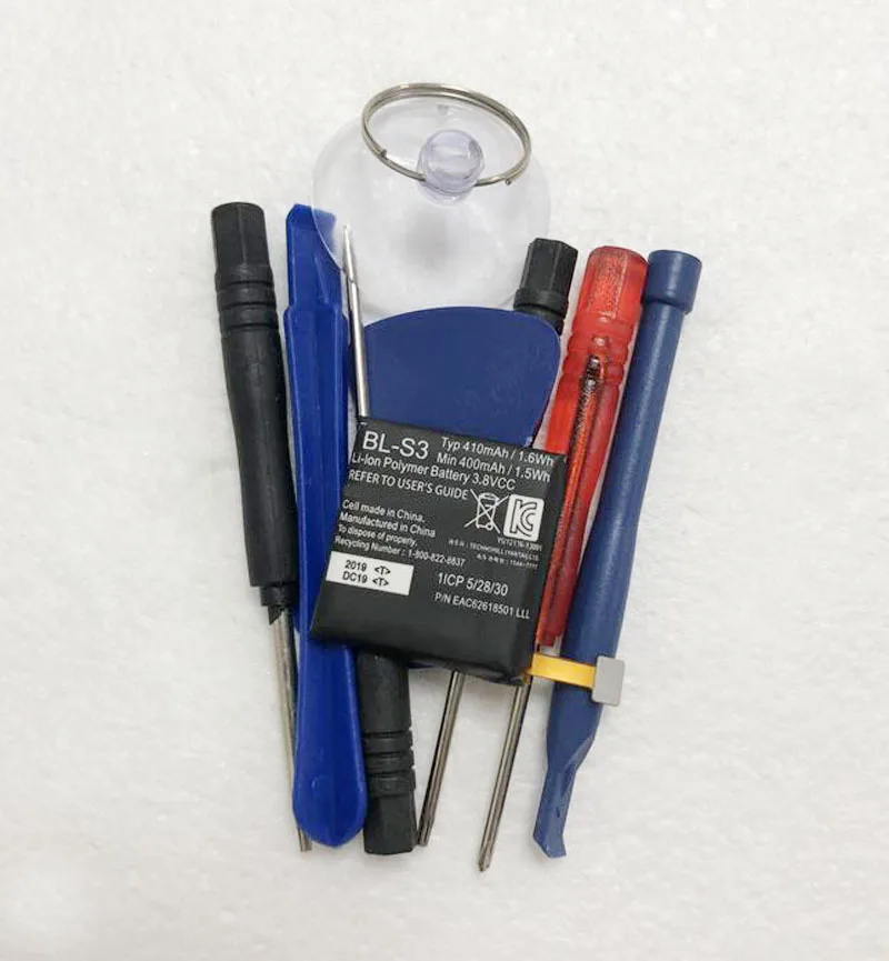 

original BL-S3 Battery for Lg G Watch R w110 w150 BLS3 New Lithium Rechargeable Bateria Replacement 3.8V 410mAh+tool