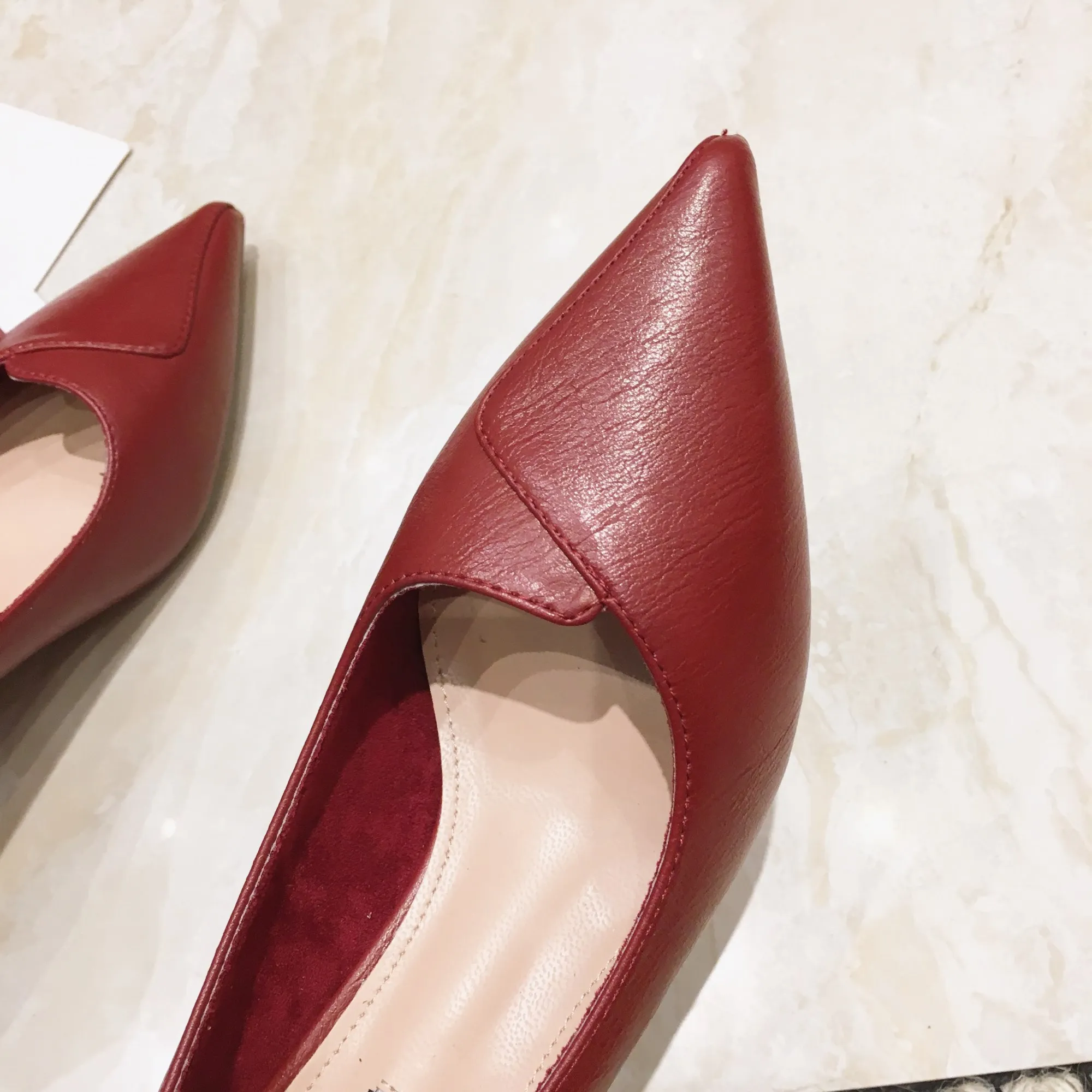 Женские кожаные туфли лодочки SLHJC офисные на среднем каблуке с котятами закрытым