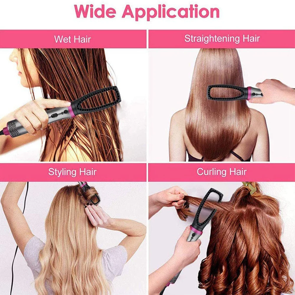 

5 IN 1 One Step Hair Dryer Volumizer Hot Air Brush Curling Iron Hair Straightener Hair Crimpers Salon Hot Comb With Nozzles