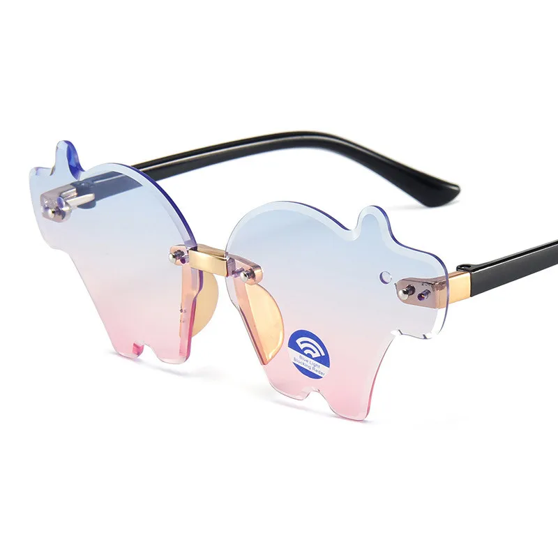 

2021 New Cute Cartoon Hippo Children Sunglasses Baby Rimless Trendy Eyewear Girls Trimming Frameless Eyeglasses Boys