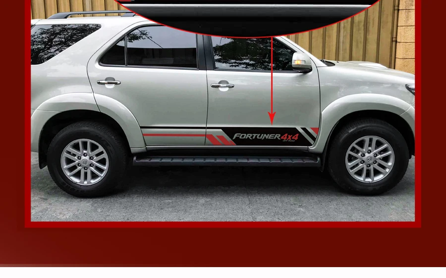 Автомобильные наклейки 2 шт. 4X4 внедорожные полосы для боковой двери автомобиля графические винилы модифицированные аксессуары наклейки на заказ для toyota FORTUNER