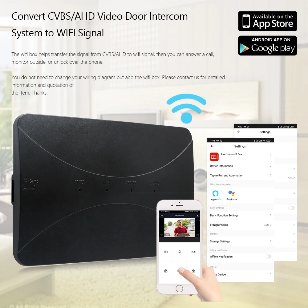 HOMSECUR 7 &quotWI FI видеодомофон Телефонный звонок Системы с технологией сканирования