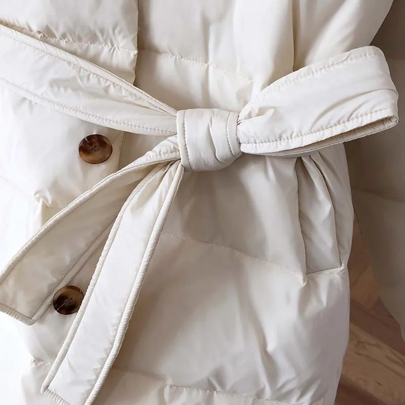 

White down jacket 2020 fashion new white eiderdown warm mid-length winter coat